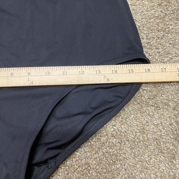 Lands End One Piece Swimsuit Dress Sz 12 Black No Underwire Padded Side Knot - Picture 15 of 16